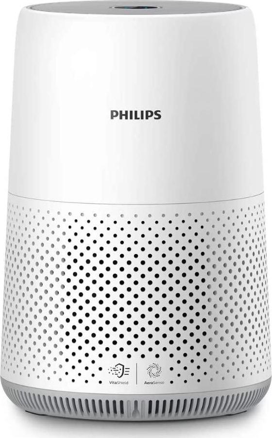 Philips Air Purifier Series 800i, Removes 99.5 Percent Particles, Compact Room Size up to 49 m², Intelligent Auto Purification with Air Quality Colour Feedback, Auto and Sleep Mode, White, AC0819/73