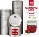 Canning Lids Regular Mouth, 100-Pack Create Airtight Seals on Mason Jars to Preserve Food for Meal Prep and Food Storage 2.7 In. Steel Lids with Silicone Seals Canning Supplies by FORJARS