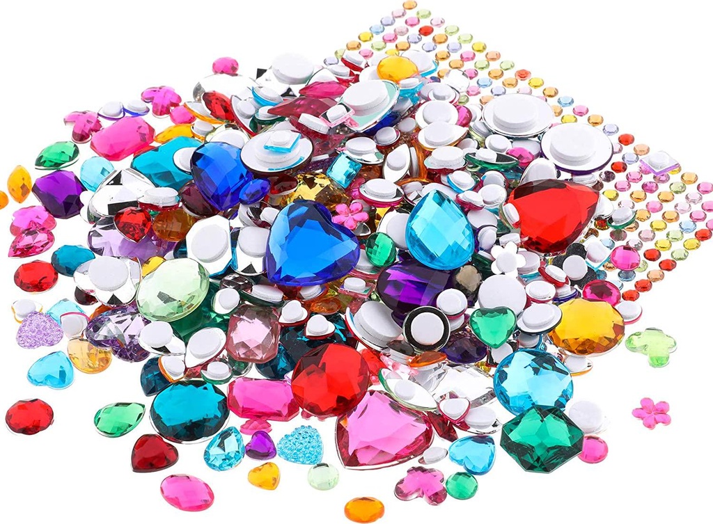 Richness Jewel Stickers Self Adhesive Jewels Kids DIY Gem Stickers Various of Sizes Shapes and Colors 600pcs