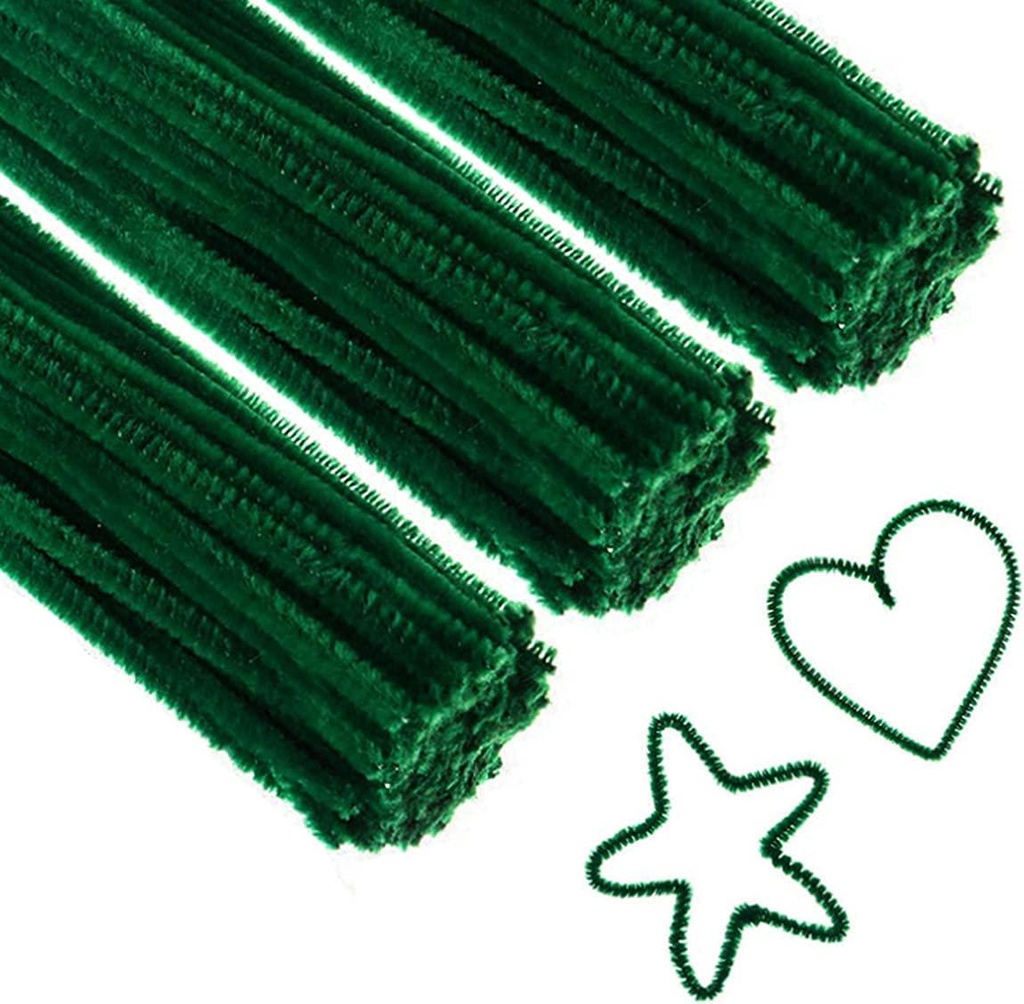 Craft Pipe Cleaners 300 PCS Green Chenille Stem 6MM x 12 INCH Twistable Stems Children s Bendable Sculpting Sticks for Crafts and Arts (Green)