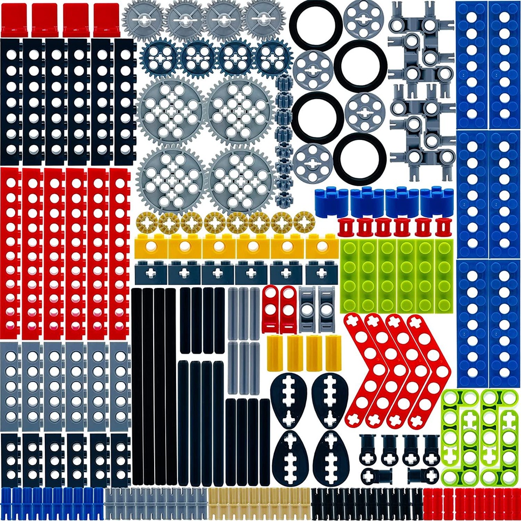 TACYILLU 202 Pcs Building Blocks Parts Gear Chain Wheels Connectors Axle, Liftarm, Pins Accessories Brick Sets Toys Compatible with Major Brands