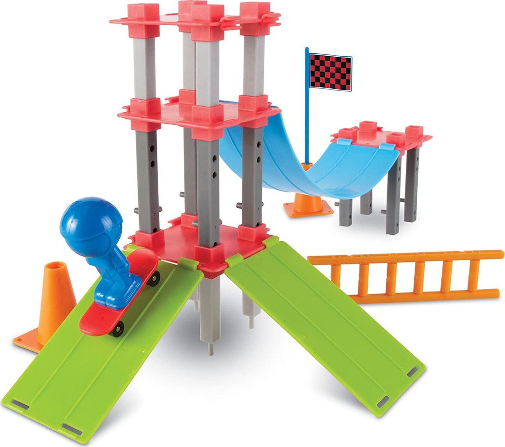 Learning Resources Skate Park Engineering and Design Building Set, Engineering Toy, STEM toy, Science for Kids, Fun Science Toy, 43 Pieces, Ages 5+
