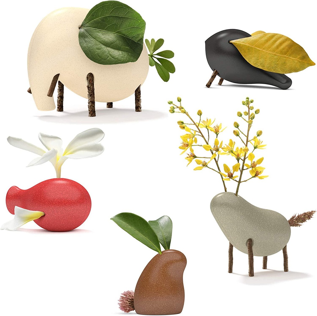 Taksa Toys Locomo Family Multicolored Edition IV (Set of 5) - Wooden Animal Figures Open-Ended Educational Outdoor Play to Trigger Child s Imagination and The Love of Nature. Waldorf Montessori Toy.