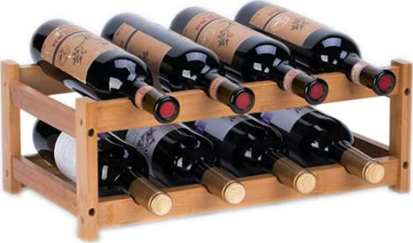 kework 8 Bottles Wine Rack, 2 Tier Nature Bamboo Wine Display Rack, Tabletop Wine Rack, Desktop Countertop Free Standing Wine Storage Shelf 8-Bottle