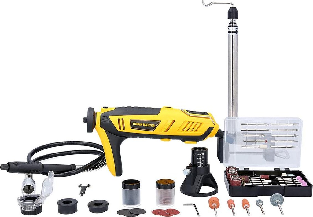 TOUGH MASTER Rotary Tool Kit, Corded 200W Multi-Functional Tool with 127 Piece Attachment Accessories for Grinding, Cutting, Engraving, Drilling, Polishing