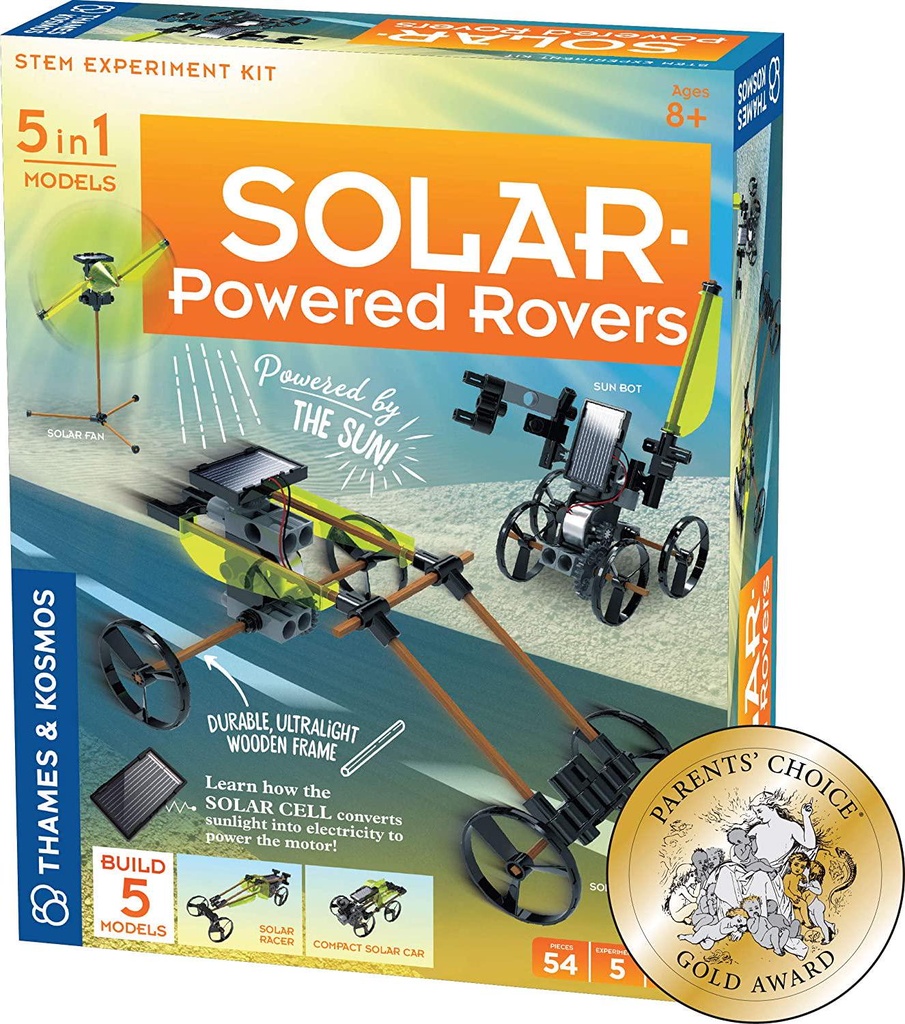 Thames and Kosmos Solar-Powered Rovers STEM Experiment Kit | Build 5 Vehicles and Devices Powered by The Sun | Solar Energy Actvities for Ages 8+
