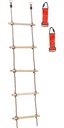 Autofonder 6.6Ft Climbing Nylon Rope Ladder for Kids Outdoor Tree House Playground Ninja Warrior Obstacle Course Line Attachment Premium Wooden Hanging Rope Ladder Exercise Equipment Backyard