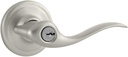 Tustin Keyed Entry Lever with Microban Antimicrobial Protection Featuring Smartkey Security in Satin Nickel