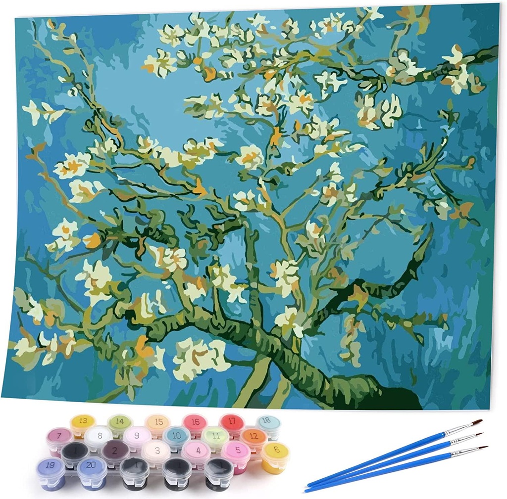 VIKMARI DIY Painting by Numbers Kits for Adults, Paint by Number Flowers, DIY Oil Painting Paint by Number Kit for Kids Wall Art 16x20 inch (Without Frame)