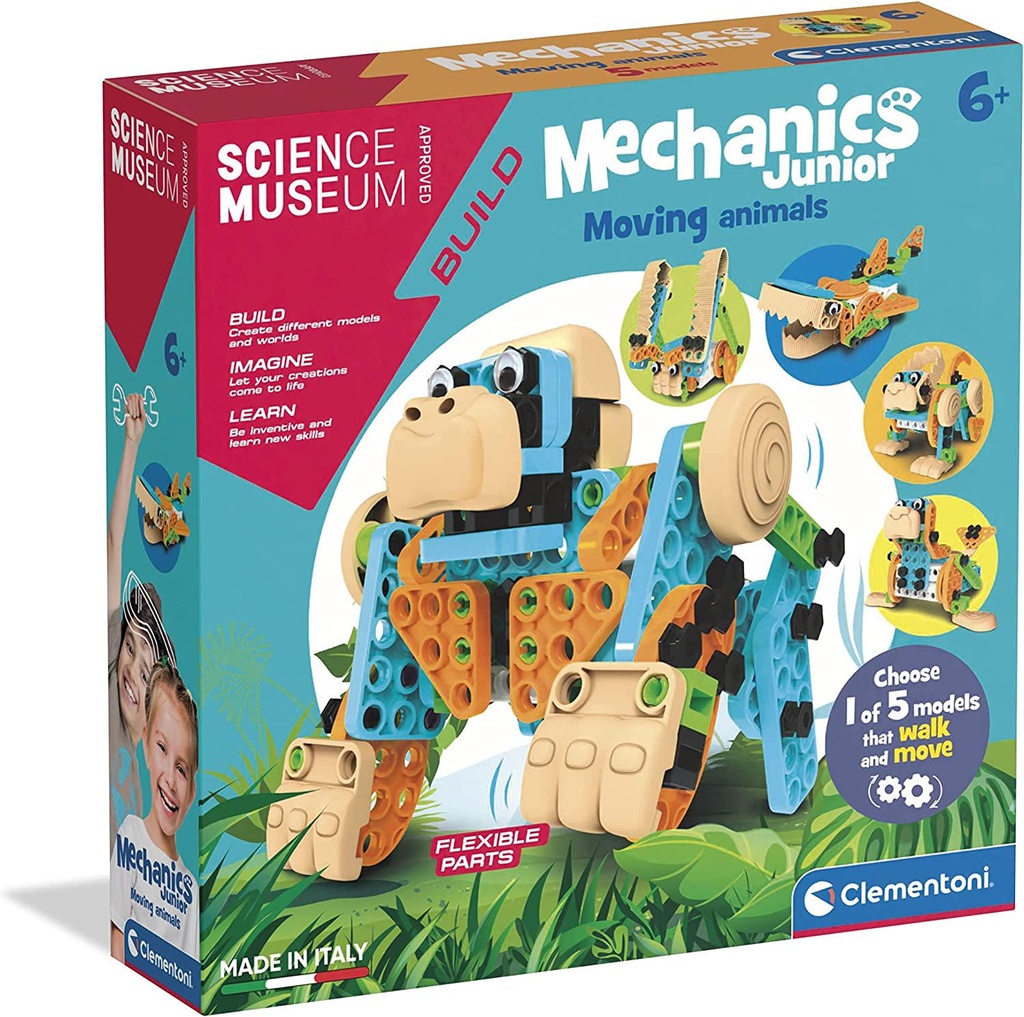 Clementoni 61735 Maker's Lab-Moving Animals-Made in Italy-Building Set for Kids from 6 Years and Older, English Version