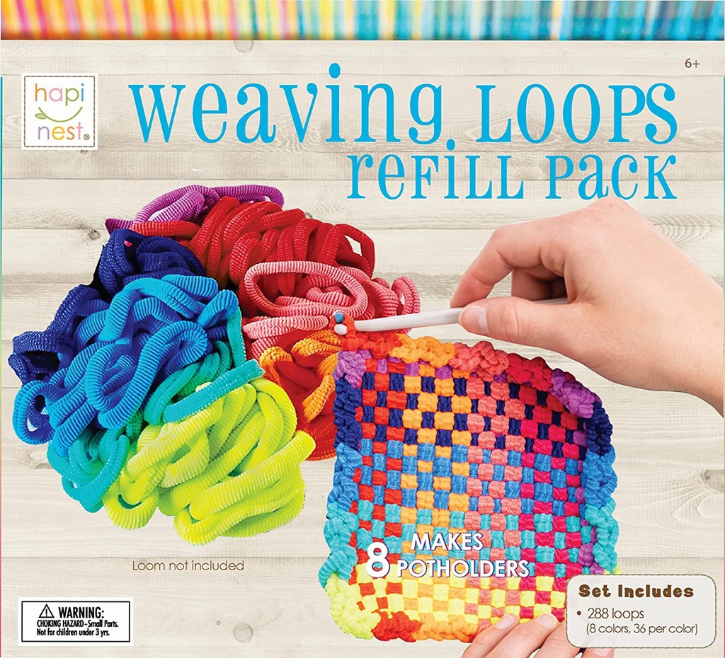 Hapinest Loom Bands Potholder Weaving Refill Pack for Kids | Set Makes 8 Pot Holders and Includes 288 Loops in 8 Colors | Arts and Crafts Knitting Activity, Gift for Children Ages 6 Years Old and Above