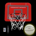 Rukket Over The Door Basketball Hoop with Light-Up Net and Glow in The Dark Ball, Slam Dunk Door Mounted Indoor Basketball Hoop Set with Multi-Color LED Net, Basketball Toy for Kids and Adults