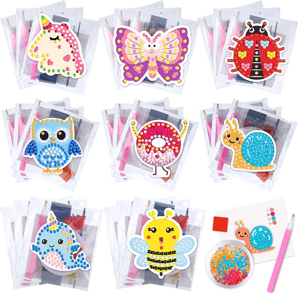 Valentine's Day Cards and Diamond Painting Kits 24 Diamond Painting Cards Valentine Stickers Diamond Art Stickers for School Valentine Exchange