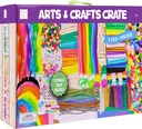 Hapinest Arts and Crafts Crate Kit 1100+ Pieces Bulk Crafting Supplies Box for Kids Boys and Girls Ages 4 5 6 7 8 9 10 11 12 Years Old - Complete Art Kit with Two Storage Trays