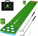Kesehatan Golf Pong Game Set with 11.5' Putting Green Mat, 2 Putters, 4 Balls, 1 Bag for Indoor and Outdoor, Backyard Beach Party Family Golf Game Set