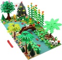 Feleph Jungle Toy Set Garden Classic Building Blocks with 2 Baseplates, Bridge Plants Trees Flowers Animals Cow Bricks, Forest Scenery Kit Compatible with Major Brands