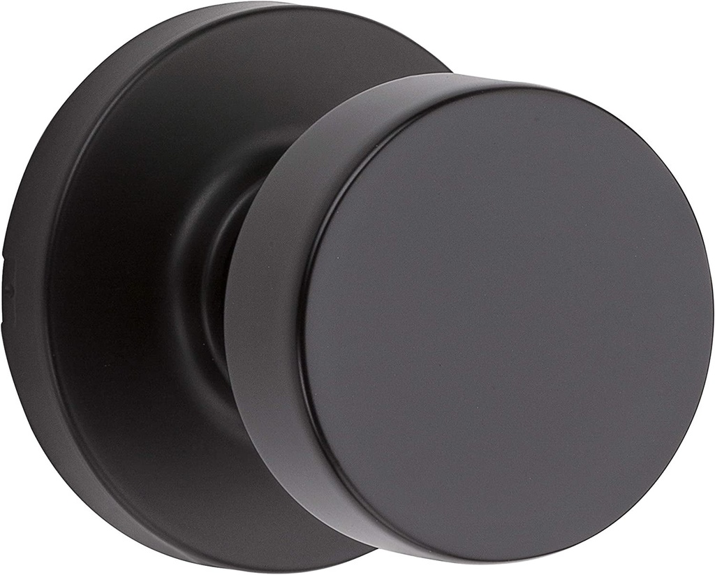 Kwikset Pismo Interior Passage Door Knob, Handle for Closet and Hallway Doors, Non-Locking Doorknob in Matte Black, with Microban Protection