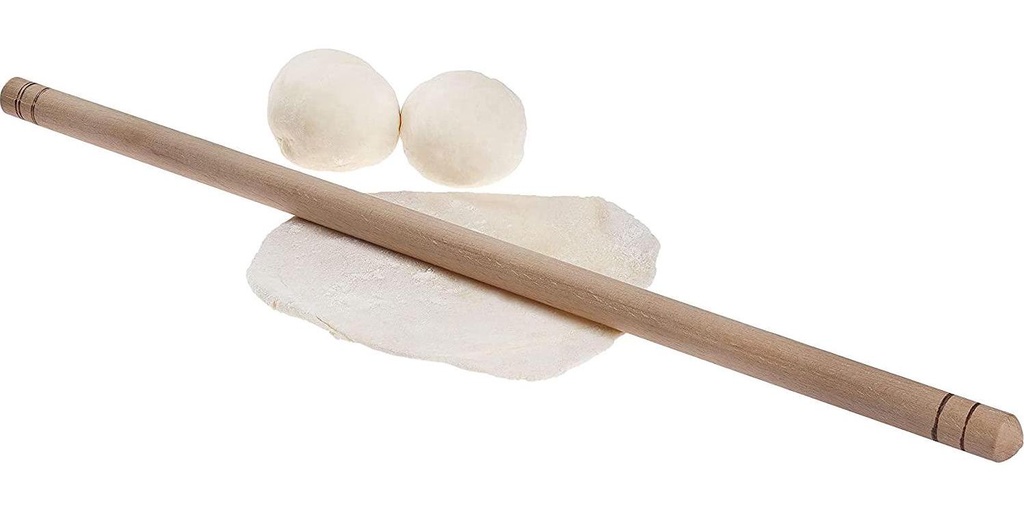 DESTALYA Wood Rolling Pin for Baking, 48 cm Wooden Roller for Dough, Pastry, Pizza, Pasta, Bread, Cookie, Pie, Clay, Essential Kitchen Utensil
