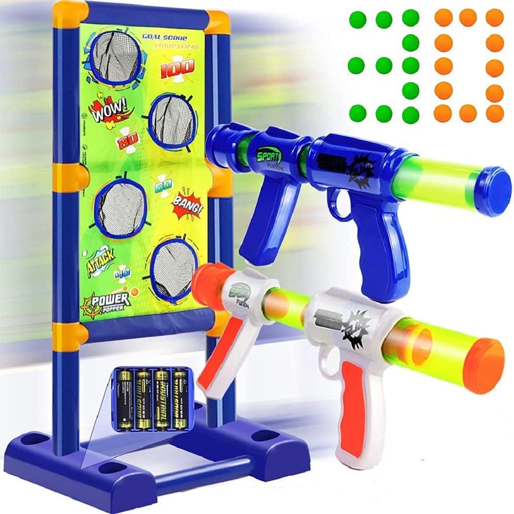 Shooting Game Toy for 5 6 7 8 9 10+ Years Olds Boys and Girls,2pk Foam Ball Popper Air Power Toy Guns withÂ Standing Shooting Targets and 30 Foam Balls, Indoor/Outdoor Activity Game