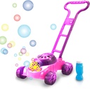 Wolfwhoop Bubble Lawn Mower - Kids Bubble Blower Machine Lawn Games - Bubbles Blowing Push Toys - Best Birthday Gift for Boys, Girls, Toddlers-Pink