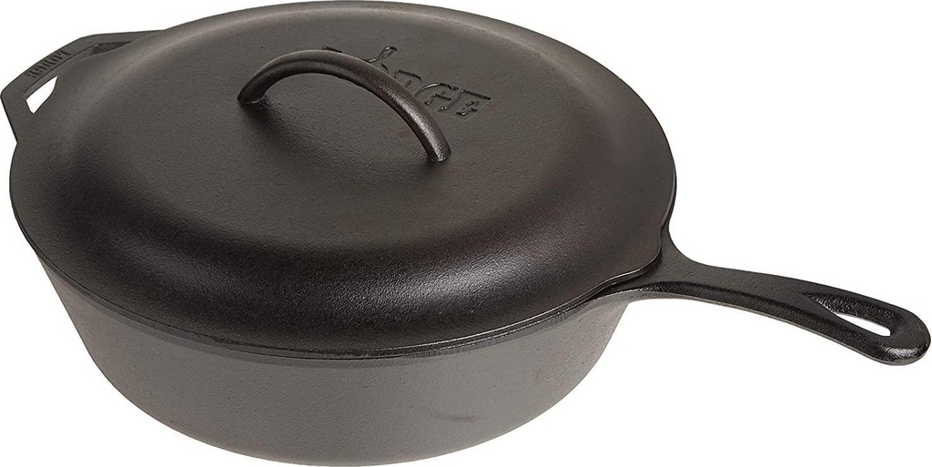 Lodge L10CF3 5 Quart Cast Iron Covered Deep Skillet by Lodge, 12 Inches