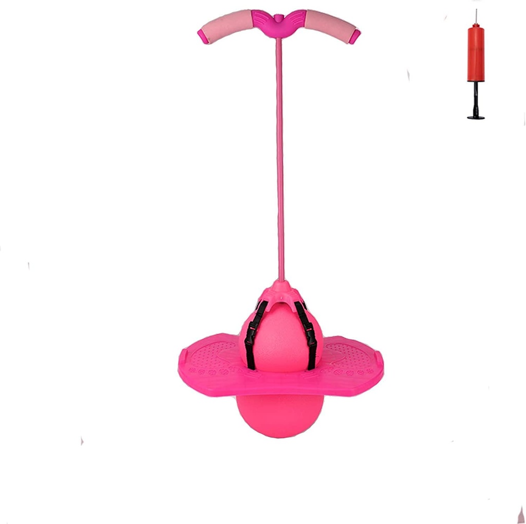 Christoy Pogo Jumper with Handle and Ball Pump, High Jump Toy Bounce Jump Trick Board Pogo Bouncing Ball Safe and Fun Pogo Stick for Kids Boys Girls and Adults (Pink)