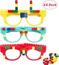 Hxezoc 12 Pcs DIY Building Bricks Glasses Building Blocks Games for Kids Creative Building Block Birthday Party Favors, Carnival Party Games Supplies