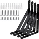 Shelf Brackets 20 Inch X 12 Inch, Home, Garage Use Heavy Duty Shelf Brackets, Black Powder-Coated Hidden Shelf Brackets, Wall Mount L Brackets Wall Brackets