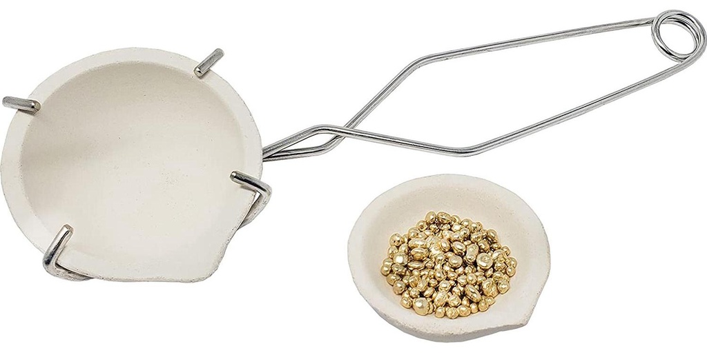 Small Melting Ceramic Crucible Dish Cup Set of 2 Melting Gold Silver Copper With Whip Tongs Handle 2A