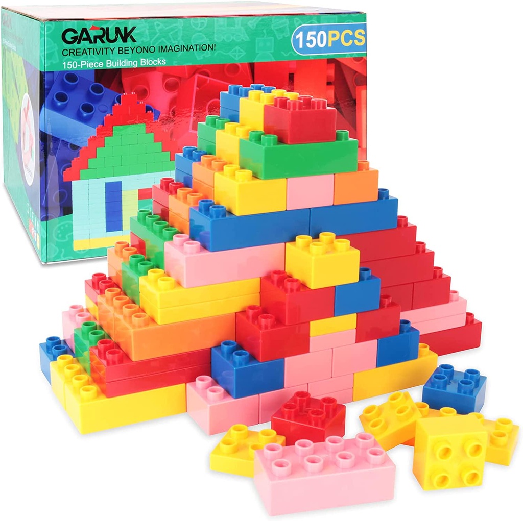 GARUNK 150 Piece Classic Big Building Blocks for Kid, STEM Educational Toys Large Bricks Set Creative Imagnation Construction Toys Compatible with All Major Brands for 3+ 4 5 6 7 Year Old Boys and Girls