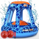 iBaseToy Inflatable Basketball Toys-Tropical Hawaiian Summer Pool Beach Party Favors Giant Floating Hoop Game Set with 2 Balls, 93 x 83cm