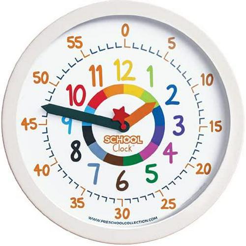 Time Teacher 12 Inch Educational Silent Wall Clock with Colored Numbers - Easy to Read Analog Dial for Teacher's Classrooms, Kid's Bedroom and Children Playroom - Tool for homeschooling - School Clock