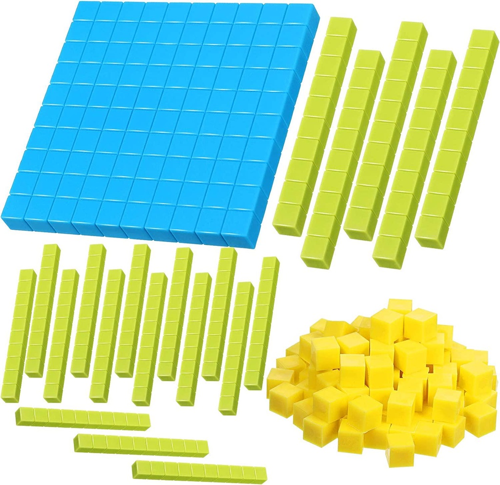 121 Pieces Plastic Base Ten Set 3 Color Number Concepts and Counting Base Units Tens and Ones Blocks Educational Cubes for Kindergarten 1st 2nd 3rd Grade