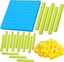 121 Pieces Plastic Base Ten Set 3 Color Number Concepts and Counting Base Units Tens and Ones Blocks Educational Cubes for Kindergarten 1st 2nd 3rd Grade