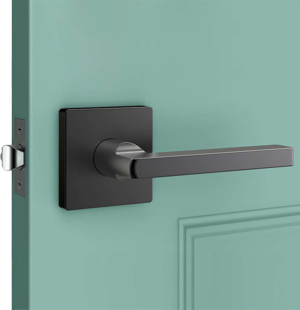 ULTRALOQ Door Lever, Exclusive Entry Door Handle for Deadbolt Lock, Adjustable Latch Backset, Matte Black