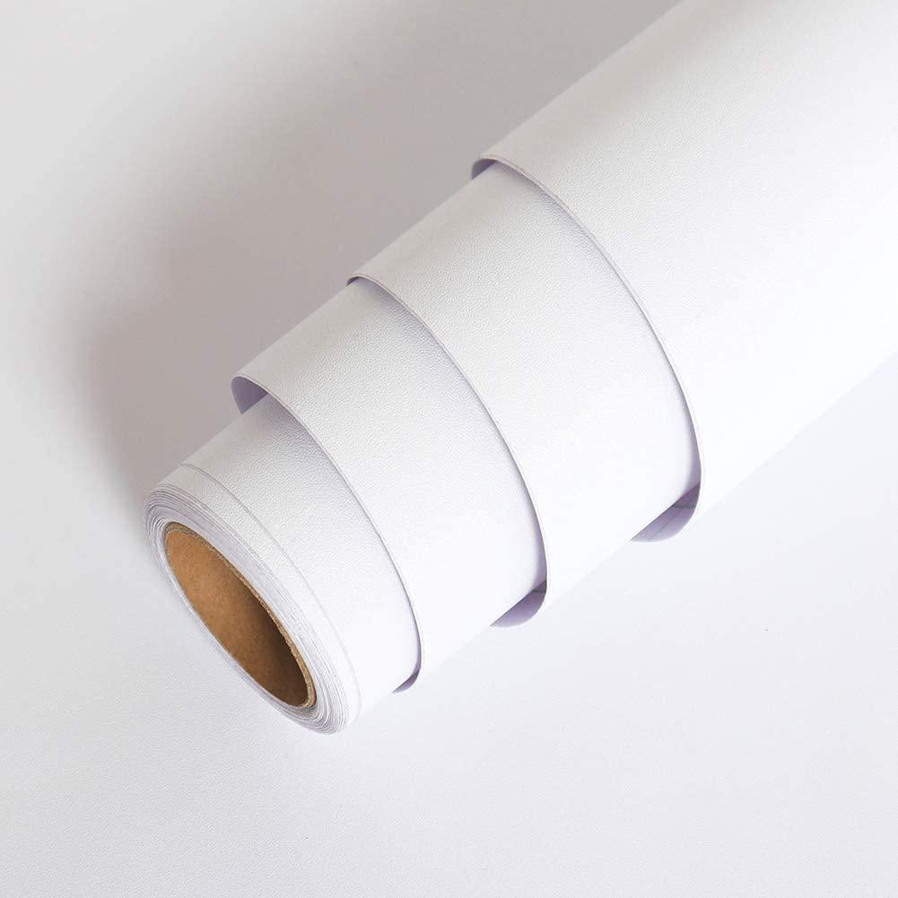 LaCheery 24 x160 Solid Color Matte Textured White Contact Paper Vinyl Adhesive Paper Peel and Stick Wallpaper Solid Contact Paper Waterproof Removable Wall Paper for Countertops Cabinets Drawer