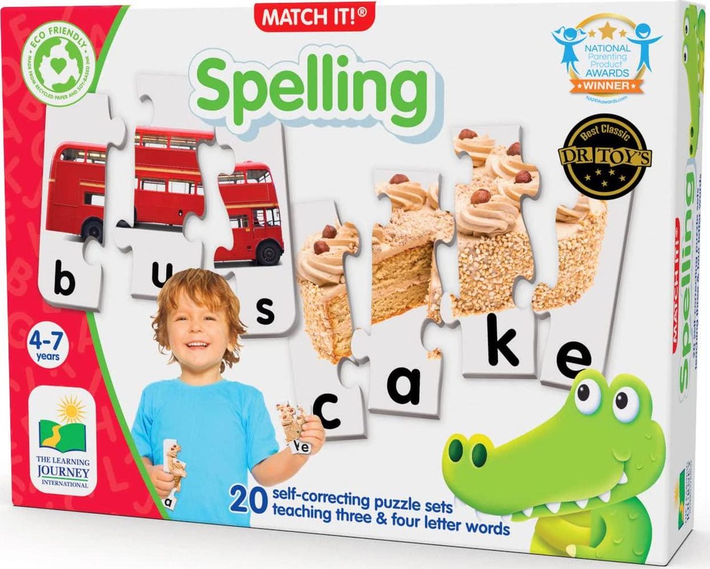The Learning Journey: Match It! - Spelling - 20 Self-Correcting Spelling Puzzle for Three and Four Letter Words with Matching Images