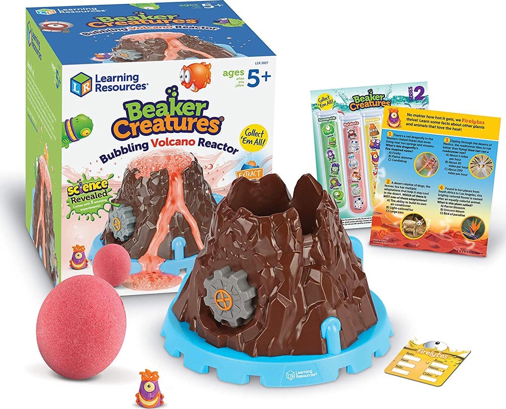 Learning Resources Beaker Creatures Bubbling Volcano Reactor, Preschool Science, Homeschool, STEM, Includes 5 Science Experiments, for Kids, Easter Toy, 6 Pieces, Ages 5+