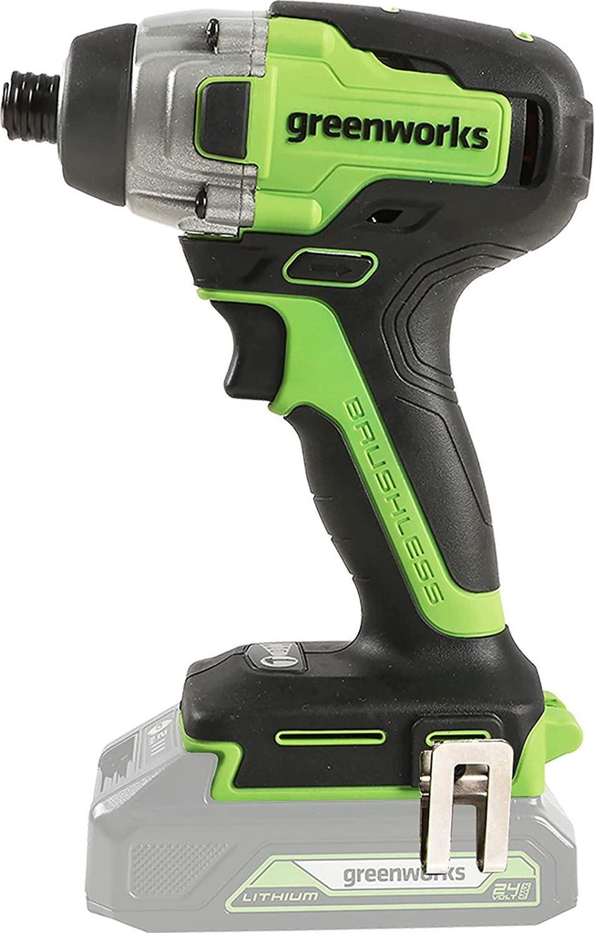 Greenworks GD24ID3 Cordless Impact Drill Driver with Brushless Motor, 2800rpm, 4000ipm, 300Nm Torque 1/4 Hex Chuck WITHOUT 24V Battery and Charger, 3 Year Guarantee