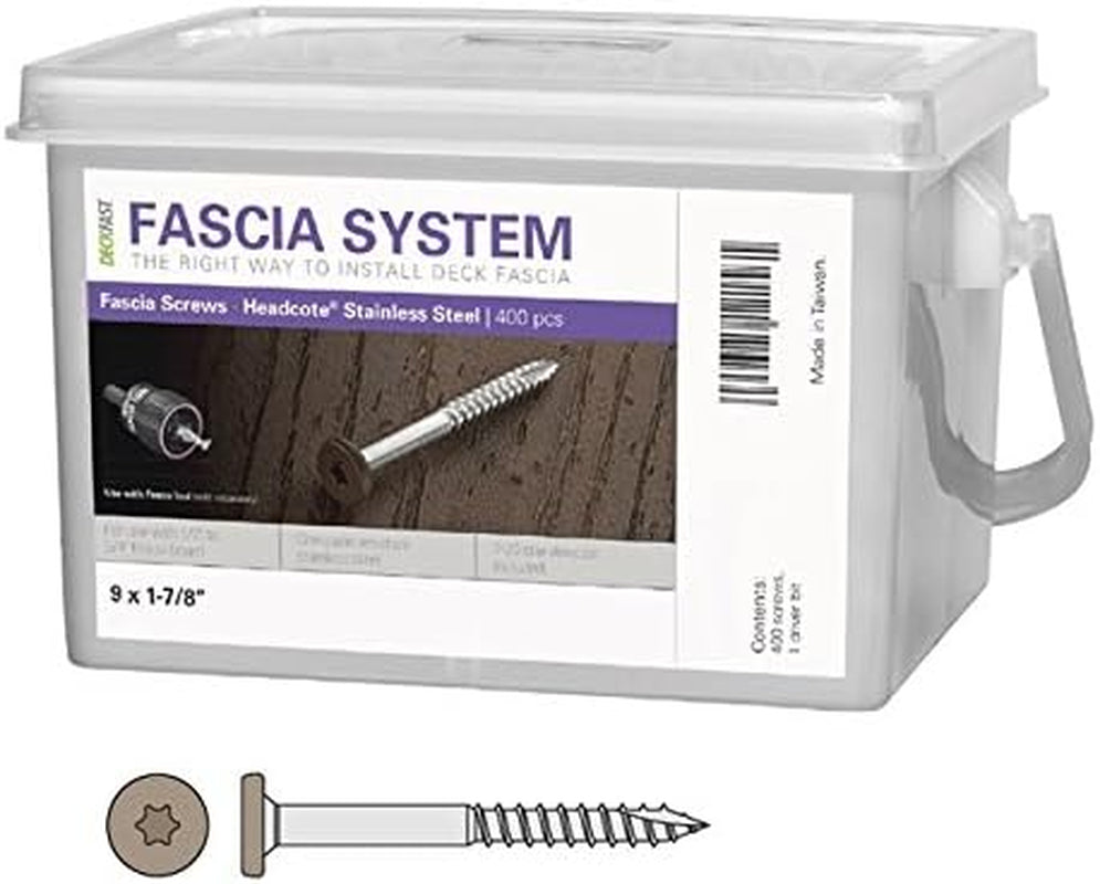 Deckfast Stainless Steel Fascia Screws 9 X 1-7/8" T-20 Star Drive Tan-Gray 400 Pieces