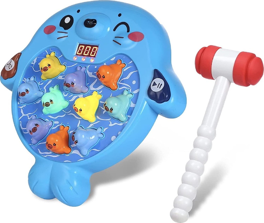 SZJJX Whack A Mole Game Seal Pounding Toy for Early Learning Stem Toys Gift with Music for 3 4 5 6 7 8 Year Old Boys,Girls,Toddlers,Hammers Included