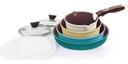 Neoflam Midas 9pc Nonstick Ceramic Cookware Set, PFOA Free Kitchenware with Saucepan, Frying Pan, Stove|Oven Pot, Tempered Glass Lids and Smart Detachable Handle, Oven Safe, Space-Saving, Misty Forest