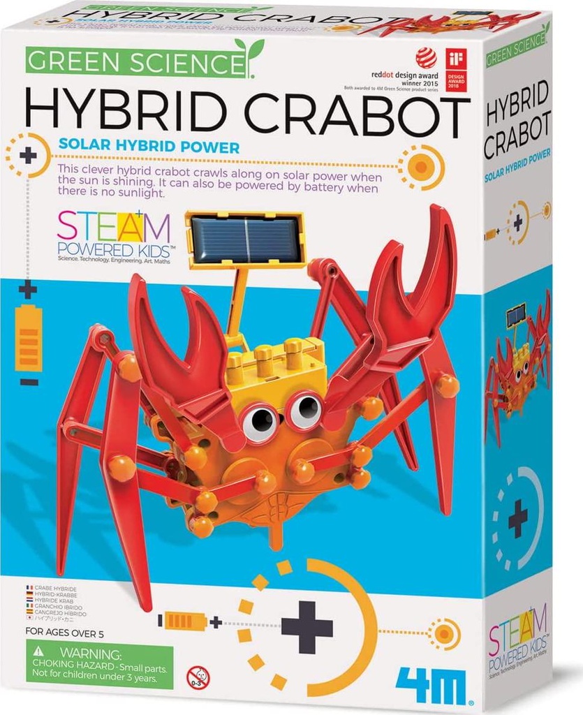 4M 403448 Green Science Hybrid Crabot-Solar Power Crawling Crab Kit-for Kids Ages 5+, Multi Coloured