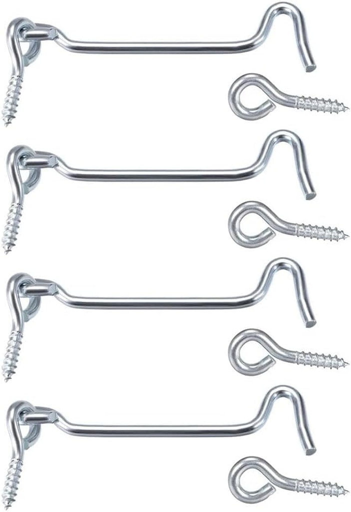 YXQ 3" Cabin Eye Gate Latch Door Swivel Hook with Mounting Screws for Wood Window Door,4 Pieces