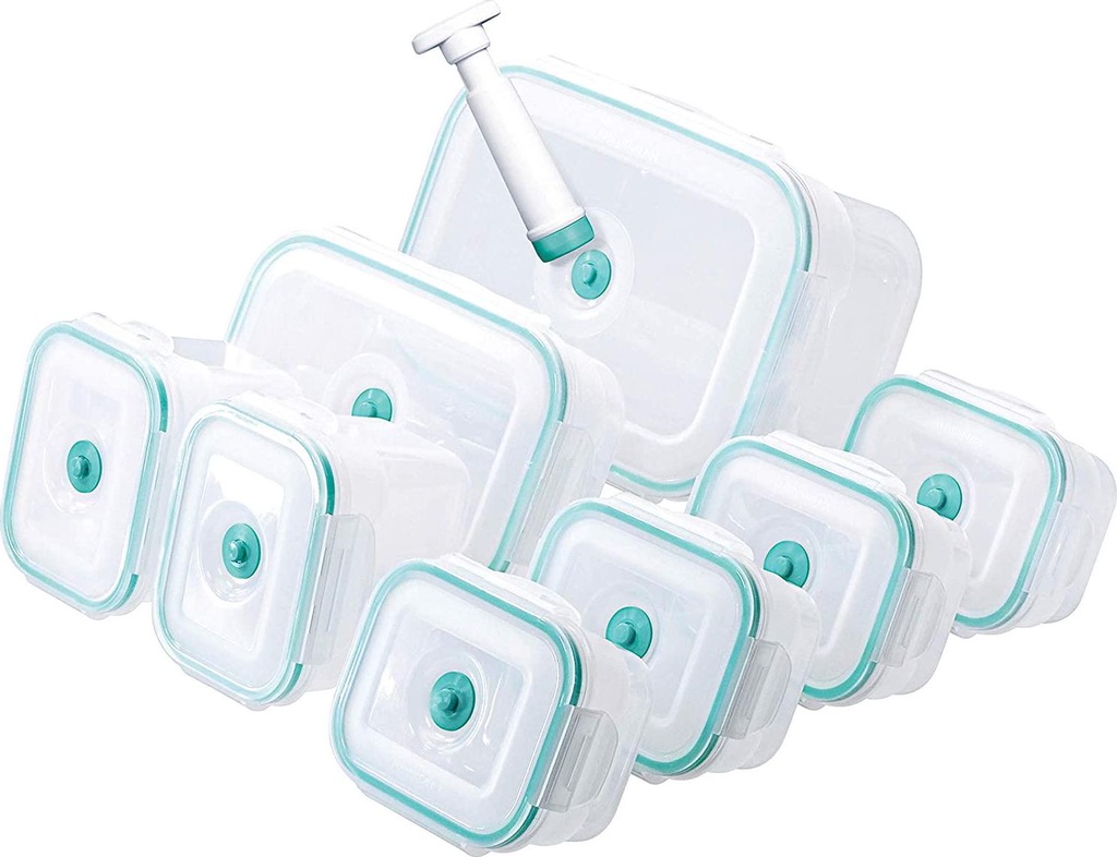Zevro KCH-06093 Vac 'n Save Ruby Rectangular-Shaped Vacuum-Sealing Food-Storage Containers, Set of 8