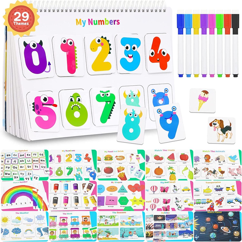 Bestbase Montessori Busy Book for Kids, Preschool Learning Activities, Montessori Toys for Toddler, Autism Learning Materials, Newest Version Front and Back 29 Themes Toddler Sensory Toys Book