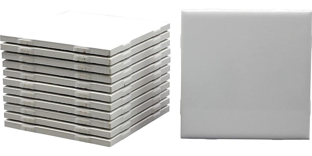 12 Pack of Glossy White Glazed Ceramic Tiles for Alcohol Ink Painting, Decorating, Arts and Crafts, 4.25 x 4.25 Inch Square, Ready-to-Paint Ceramics