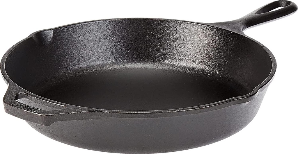 Lodge L8SK3 10.25 Inch Cast Iron Skillet with Helper Handle, Black