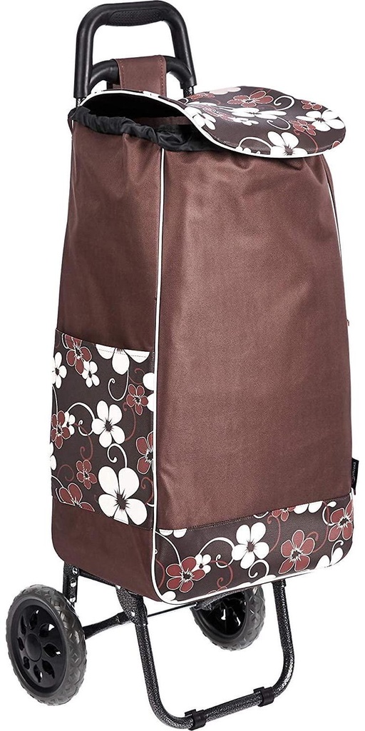 Basics 2-Wheel Shopping Trolley, 40 Litre, Brown Flowers