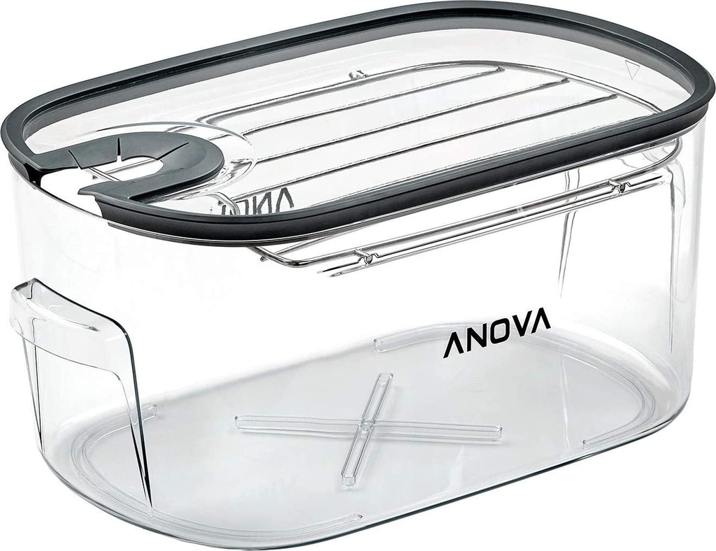 Anova Culinary ANTC01 | Sous Vide Cooker Cooking Container and Lid | Accessory | Holds up to 16 Liters of Water | With Removeable Lid and Rack
